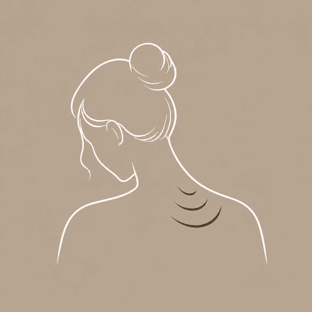 Minimal line illustration of a woman's neck and shoulder